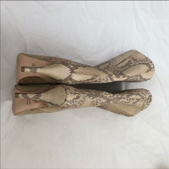 NEW PARIS TEXAS Slip On Leather Boots Sz 37 Snake Print Mid Calf Pointy Toe - Picture 9 of 15